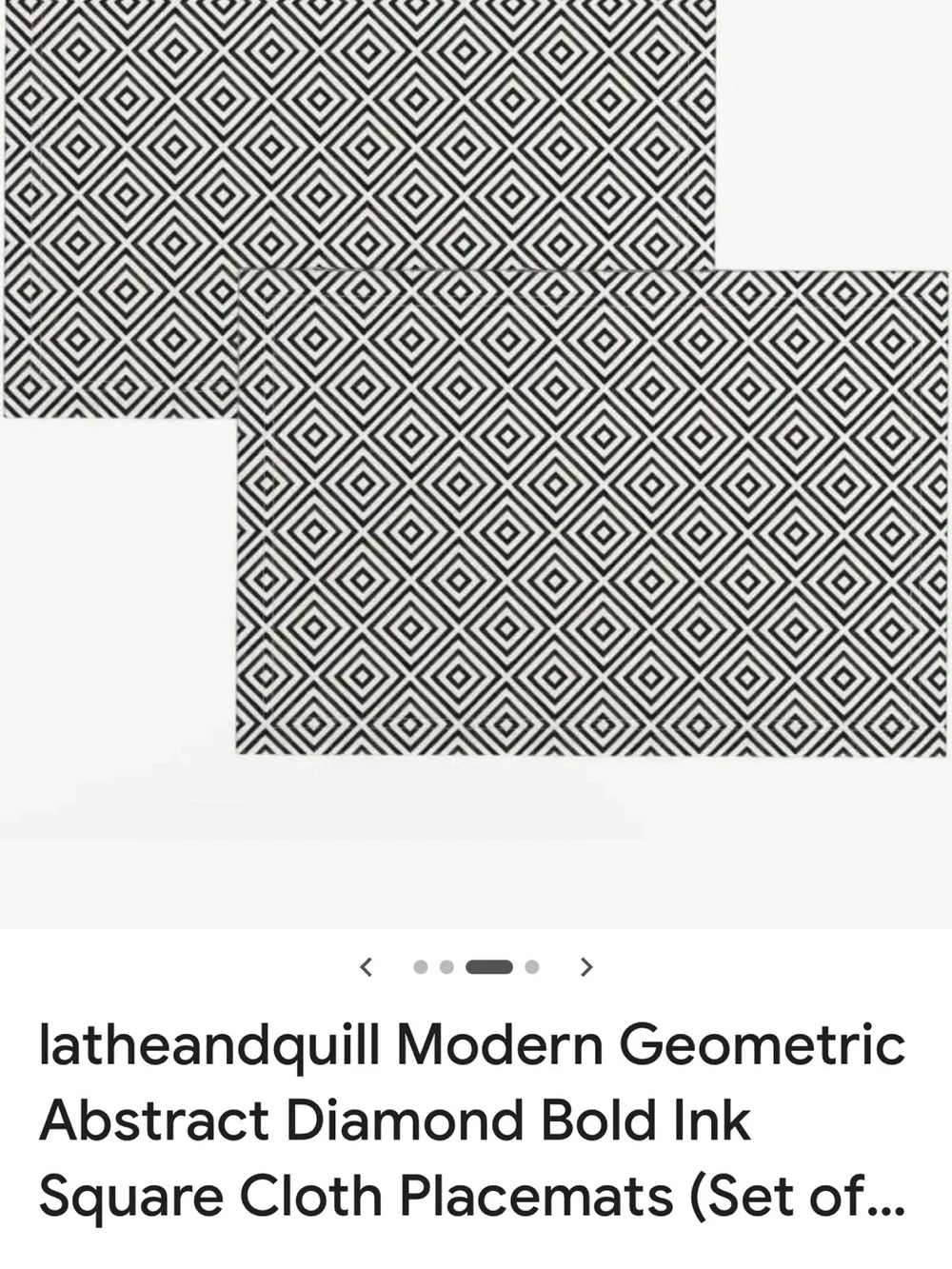 Modern Geometric Diamond Cloth Placemats - Black & White